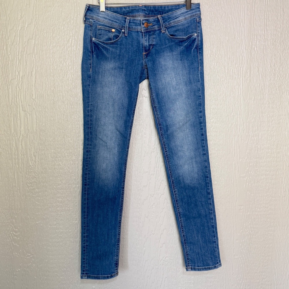 HM Super Skinny Super Low Waist Jeans Womens 28/30 Medium Wash Blue Denim